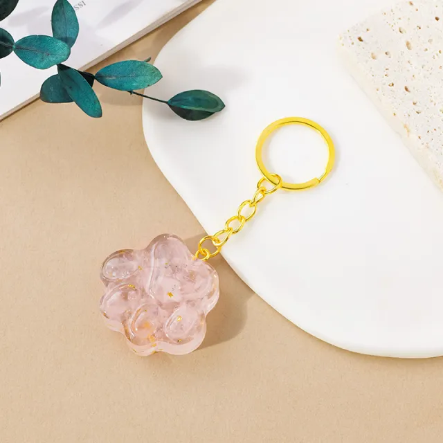Natural Crystal Cat's Paw Keychain Small Pendant Pink Crystal - Shop at LoveMi