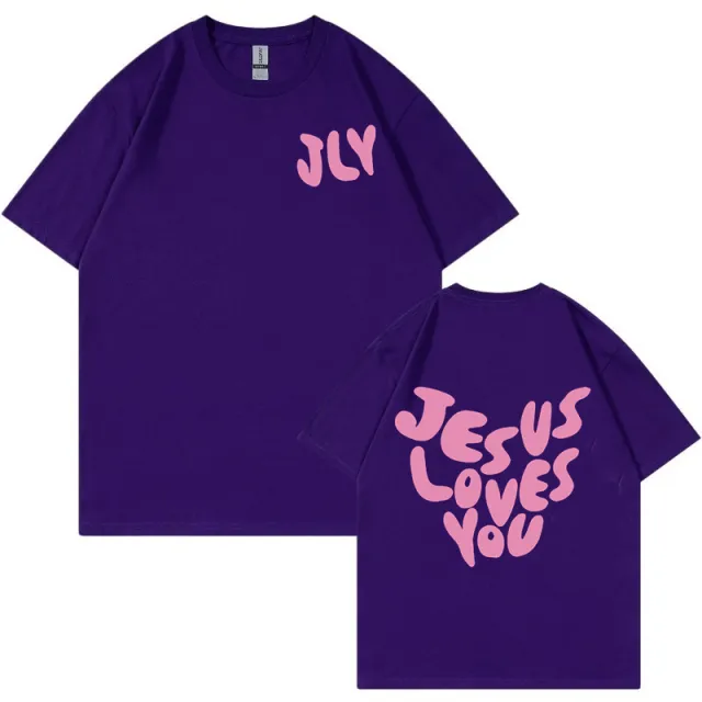 Letter Printing Personalized Design Short Sleeve Women Purple Style 1 - Shop at LoveMi