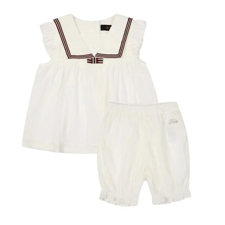 Little Girls Navy-Style Two-Piece Summer Outfit