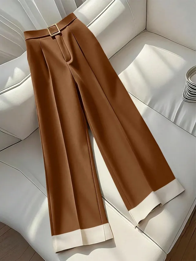 Retro Khaki Design Women's Autumn Casual Pants Brown - Shop at LoveMi