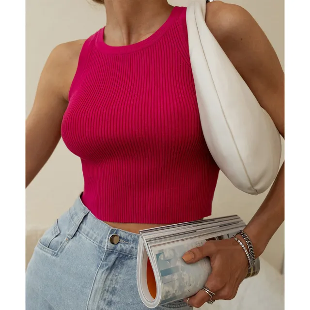 Women's Fashion Temperament Pure Color Slim Thread Inner Wear Blouse Rose Red - Shop at LoveMi