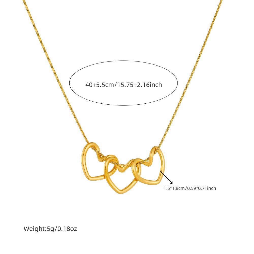 Simple Gold-plated Love Connection Pendant Chain Stainless Steel Necklace