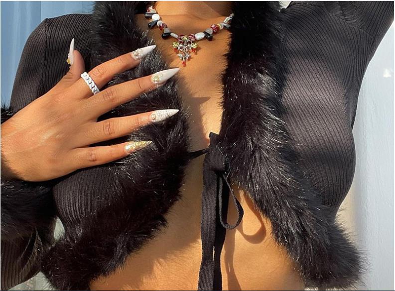 Women's Top Lace-up Sunken Stripe Cardigan Short V-neck