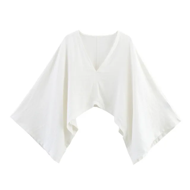 Asymmetric Linen Top Wide Leg Pants Two piece Suit White Top - Shop at LoveMi