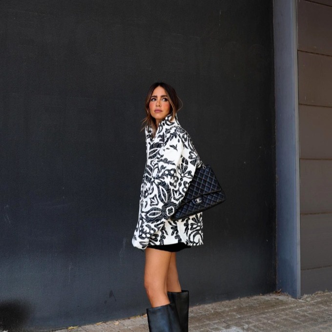 European And American Women's Clothing Printed Quilted Jacket