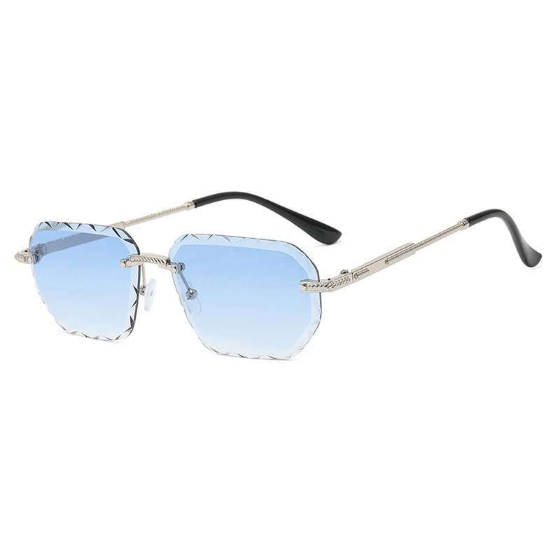 Frameless Trimming Square Small Frame Sunglasses Metal Female - Image 12