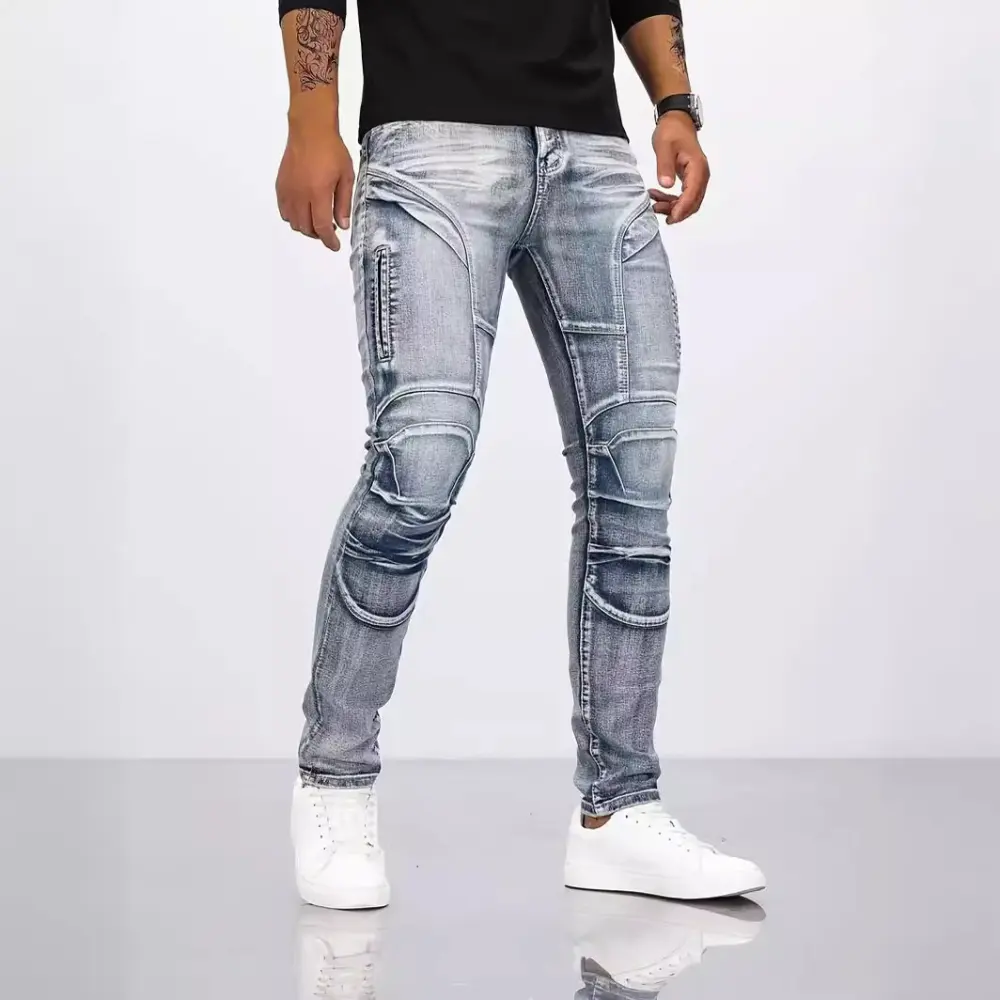 Retro Casual Stretch Motorcycle Jeans for Men