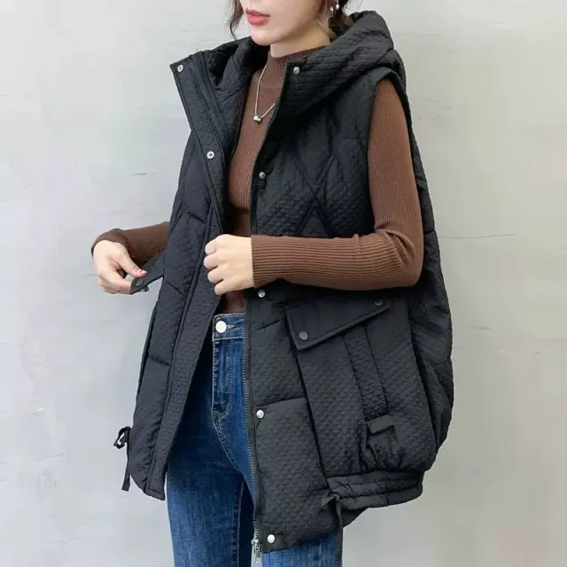 Women's Loose Plus Size Down Cotton Vest Coat Black - Shop at LoveMi