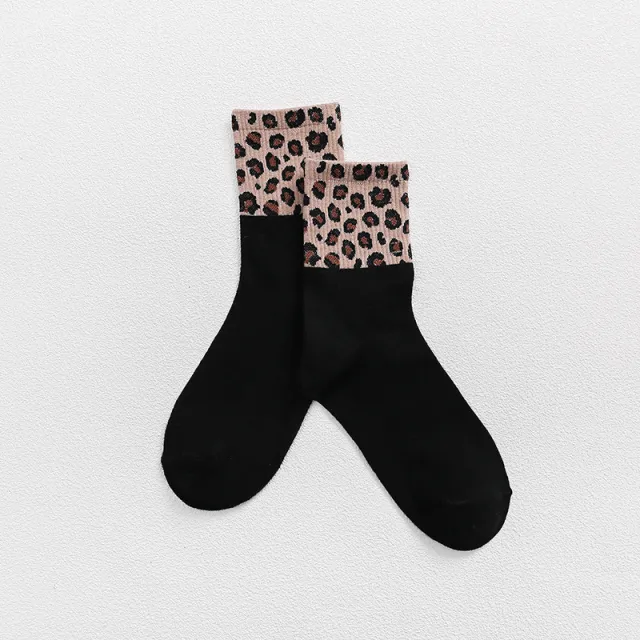 Mid calf New Internet Hot Leopard Print Socks Women Black - Shop at LoveMi