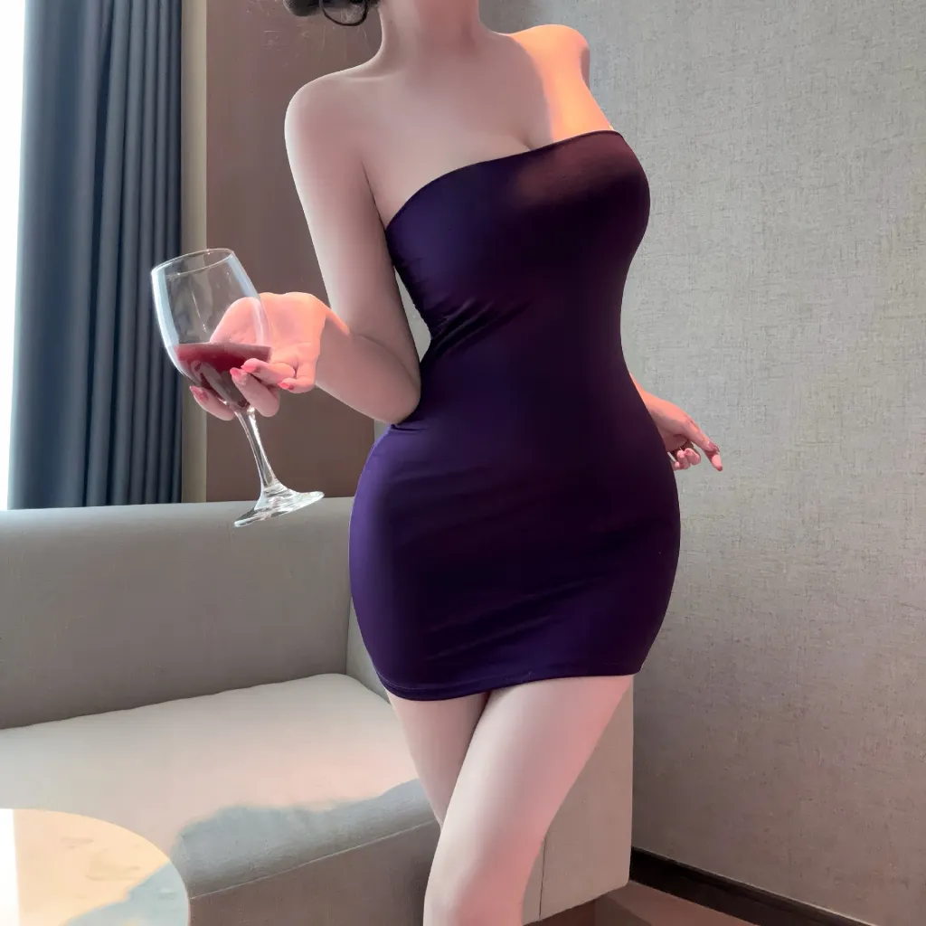 Slim-fit Strappy Bodycon Mini Skirt - Purple