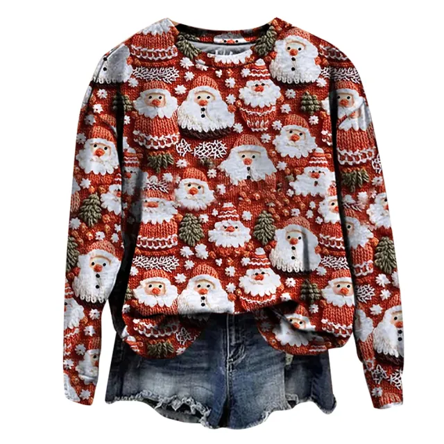 Christmas Street Fashion Round neck Shirt Top Style 3 3Xl - Shop at LoveMi