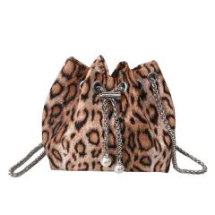 Popular Leopard Print Mini Chic Chain Graceful And Fashionable Shoulder Messenger Bag - Orange - View 1