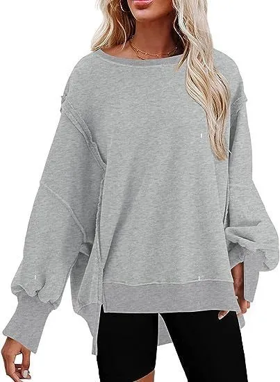 Women's Fashion Casual Loose Sweatshirt Gray - Shop at LoveMi