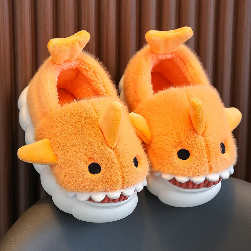 Autumn And Winter Bag Heel Children Cotton Slippers - Orange
