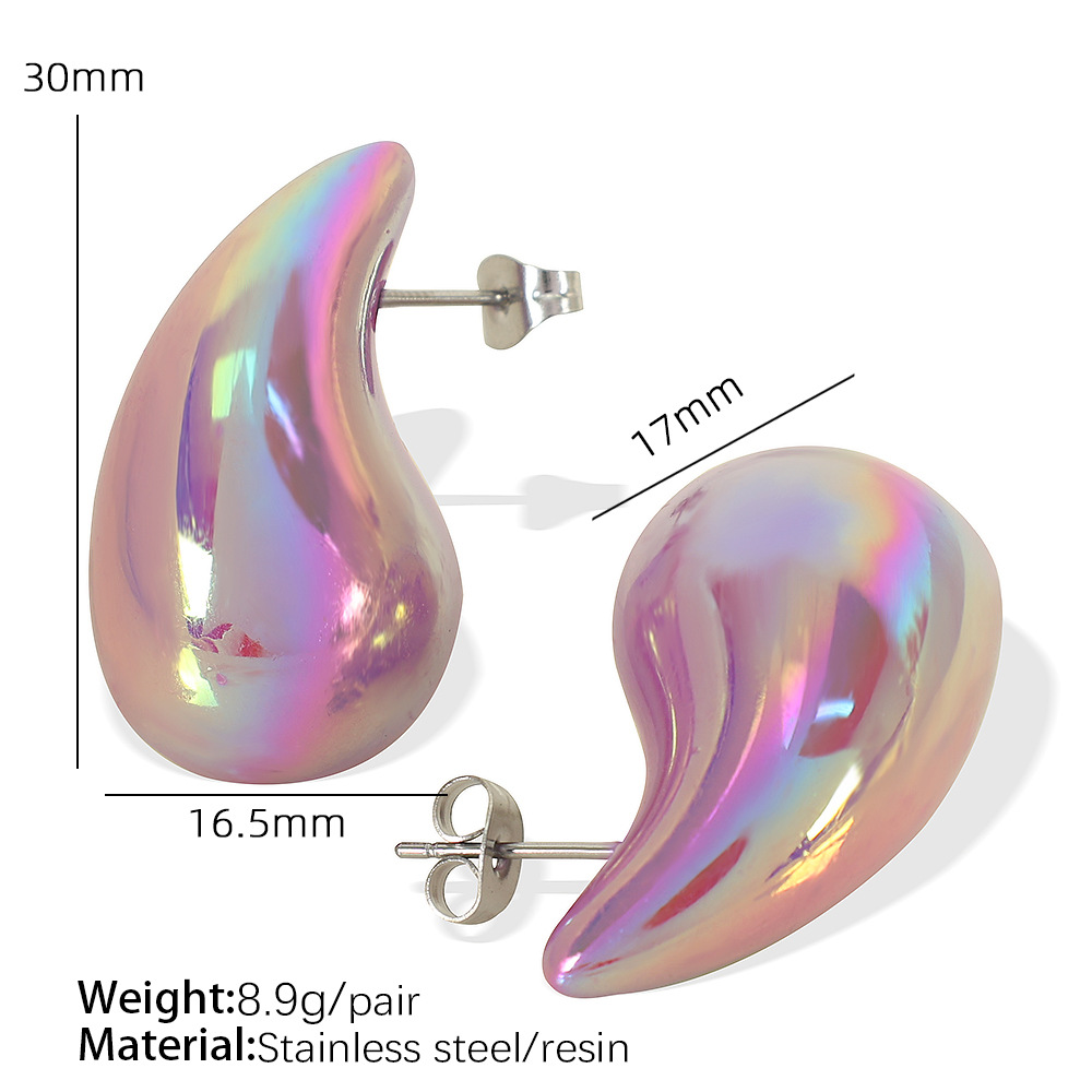 Gradient Color Hollow Water Drop Earrings Fashion