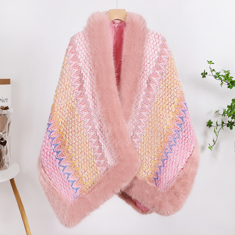 High Environmental Protection Fox Shawl Advanced Socialite Style Thickened Cape Rose - Shop at LoveMi