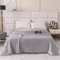 Cool Silk Ice Cream Summer Quilt Pure Colour Ice Silk Airable Cover - Twilight Grey - View 1