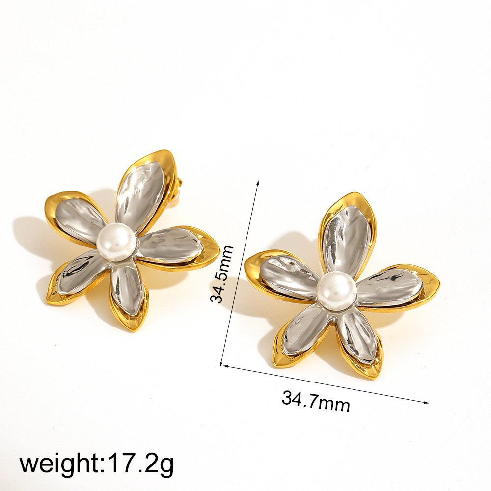 Special-interest Design Titanium Steel Flower Stud Earrings For Women