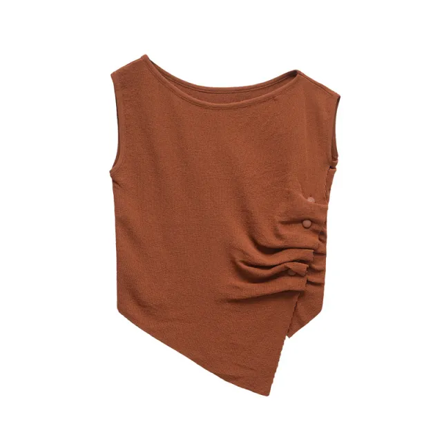 Classic Slim fit Sleeveless Asymmetric Sweater Chocolate S - Shop at LoveMi