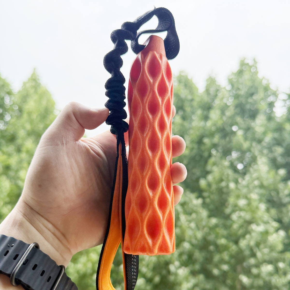 Rubber TPR Outdoor Chew Toy For Large And Small Dogs Interactive Tug-and-squeak Chew Stick Orange S
