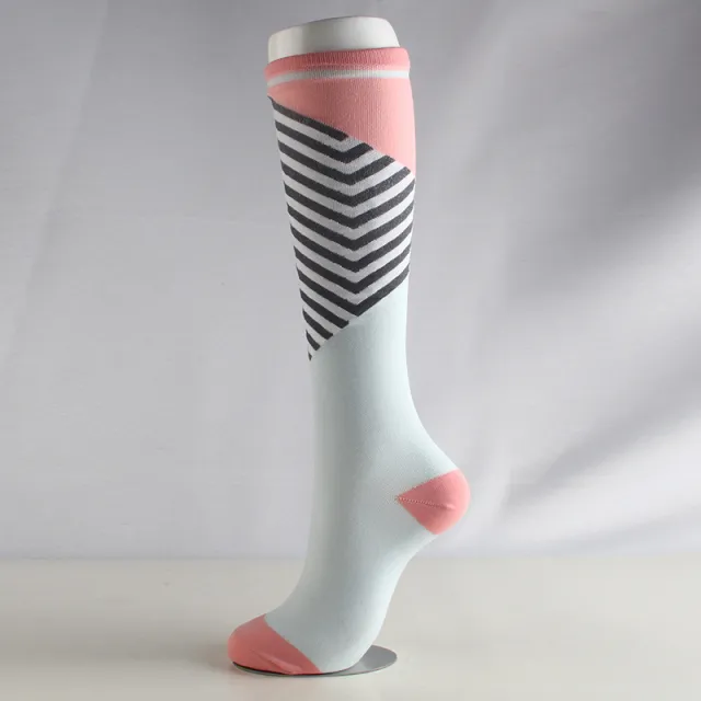 Youth Skiing Elastic Long barreled Compression Stockings Pink And Black Stripes - Shop at LoveMi
