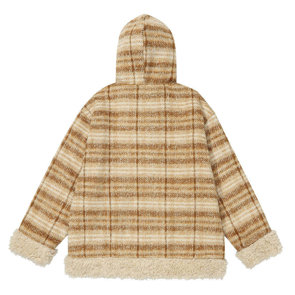 Yarn-dyed Stripes Hooded Cotton Coat Jacket Thickened