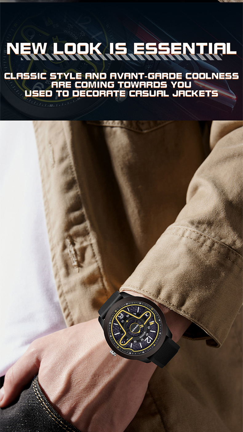 Sanda 9023 Creative Steering Wheel Quartz watch for Men