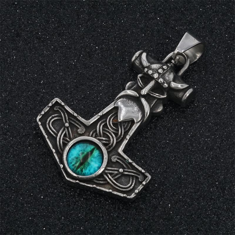 Punk Vikings Pirate Ship Anchor Men's Titanium Steel Pendant Devil's Eye Necklace