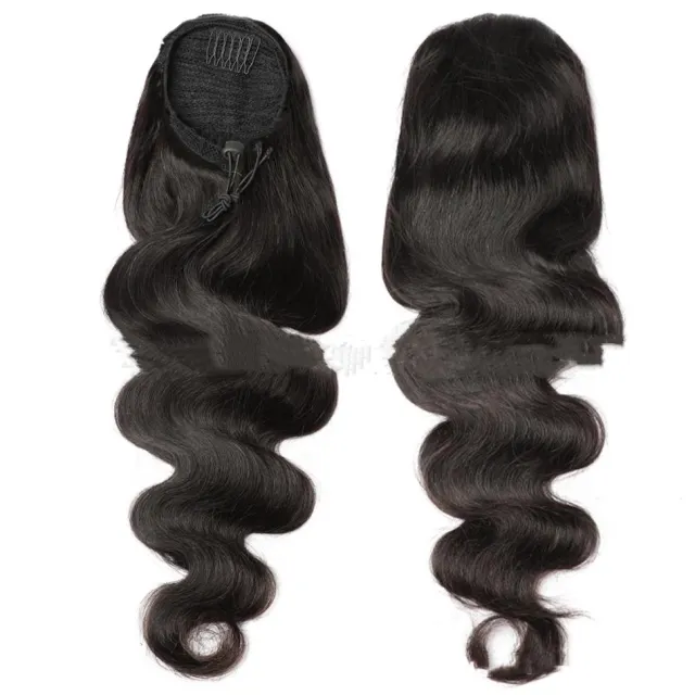 Natural Black Drawstring Ponytail Human Wigs Black - Shop at LoveMi