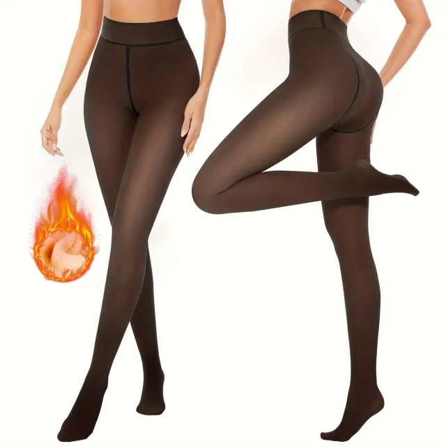 Thick Black Sheer Skin toned Leg warming Autumn And Winter Essential Fleece lined Tights Black - Shop at LoveMi
