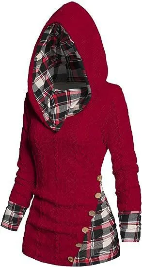 Bedford Cord Hooded Casual Pullover Sweater - Red