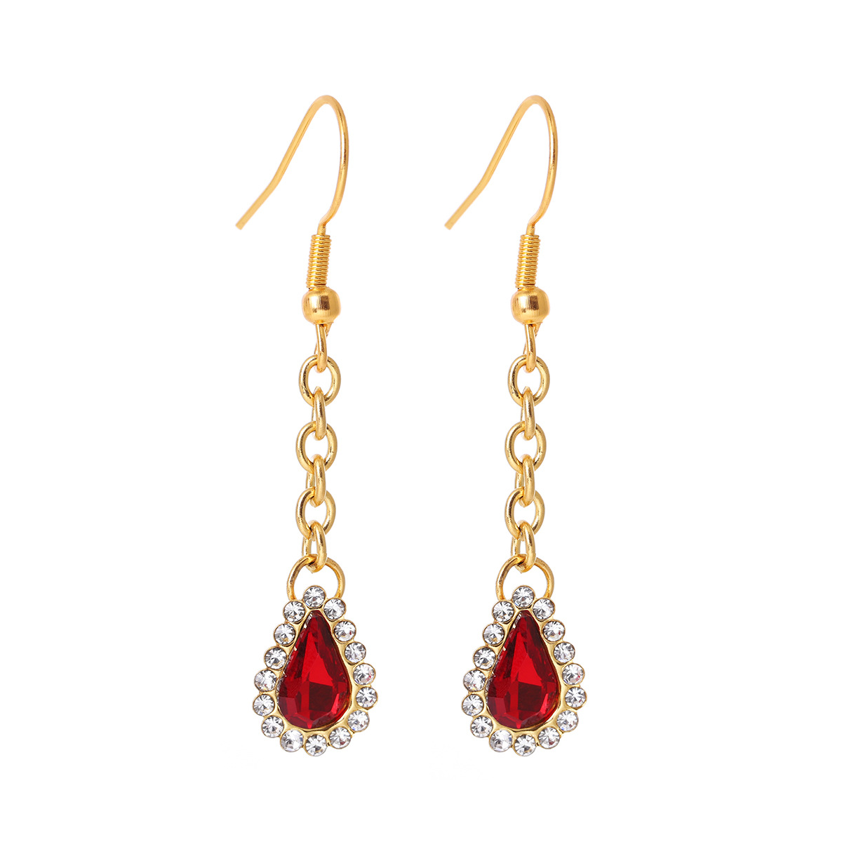 Gold Diamond Water Drop Stainless Steel Eardrop Women's