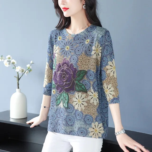 Plus Size Blouse For Middle aged Women Knitwear C Color - Shop at LoveMi