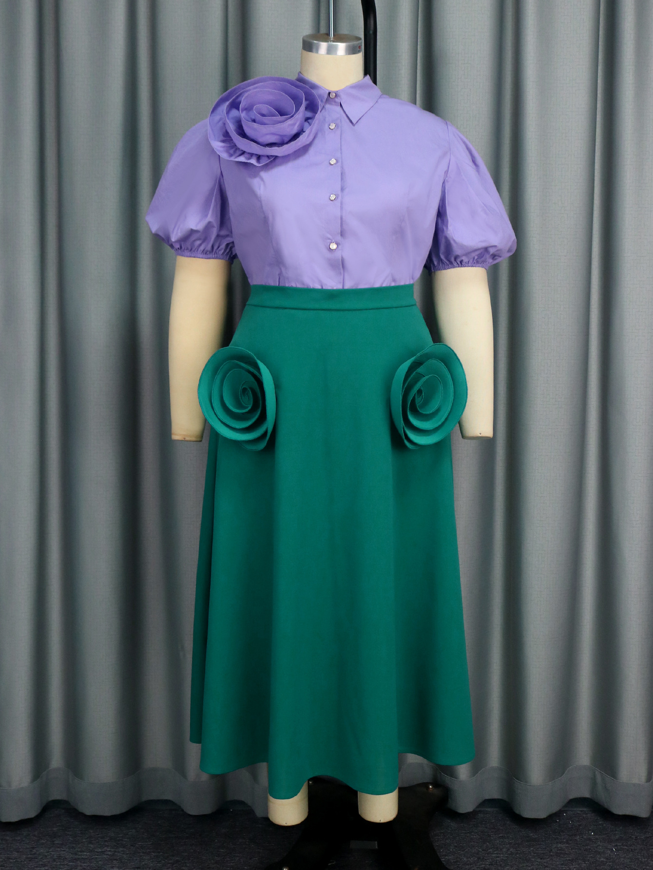 Women’s Slim Fit Patchwork Expansion Skirt Suit