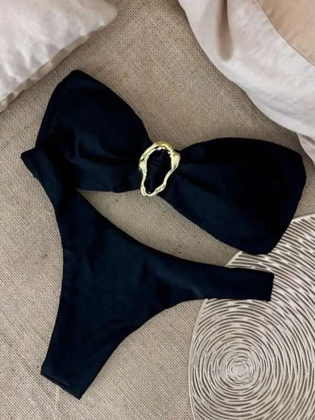 Women's Bikini Tube Top Split Black - Shop at LoveMi