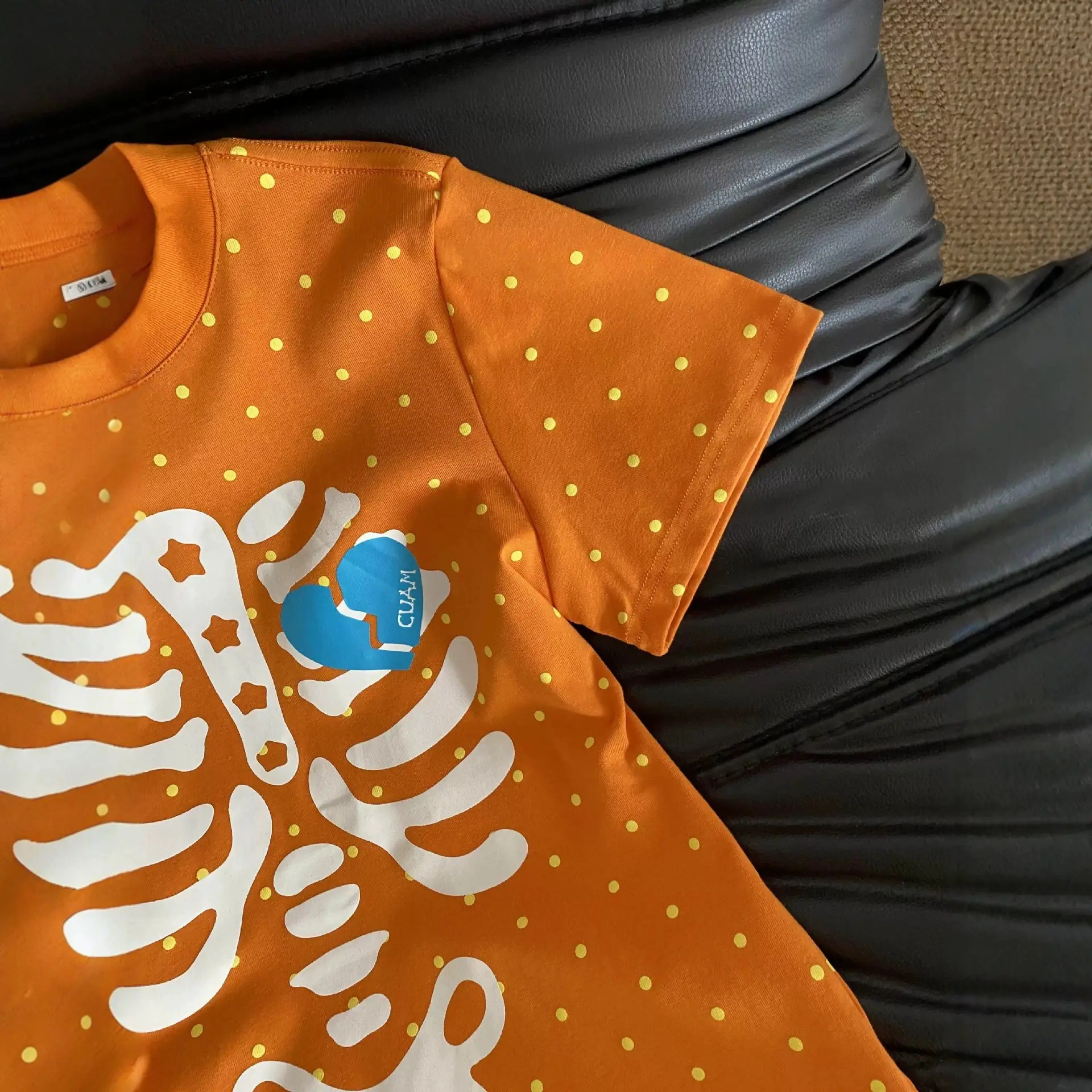 Retro Skull-printed Short-sleeve Dopamine Polka-dot Top