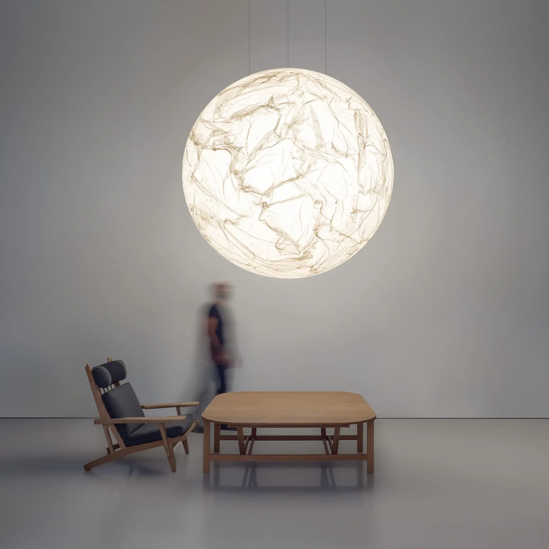 Luxury Minimalist Creative Double-height Restaurant Moon Pendant