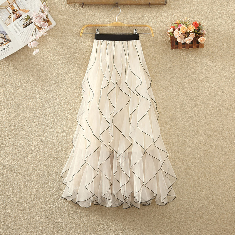 Wavy-pattern Tulle Skirt For Women Summer Style