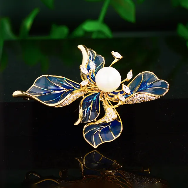 Five petal Flower Vintage Corsage Pin Brooch Blue - Shop at LoveMi
