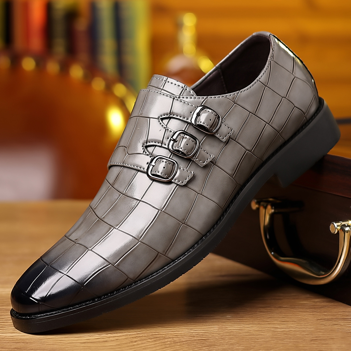 Men's Work Utility Footwear Casual Pointed-Toe Buckled Leather Shoes 79477456 040f 487a B438 70d0820ef8c3