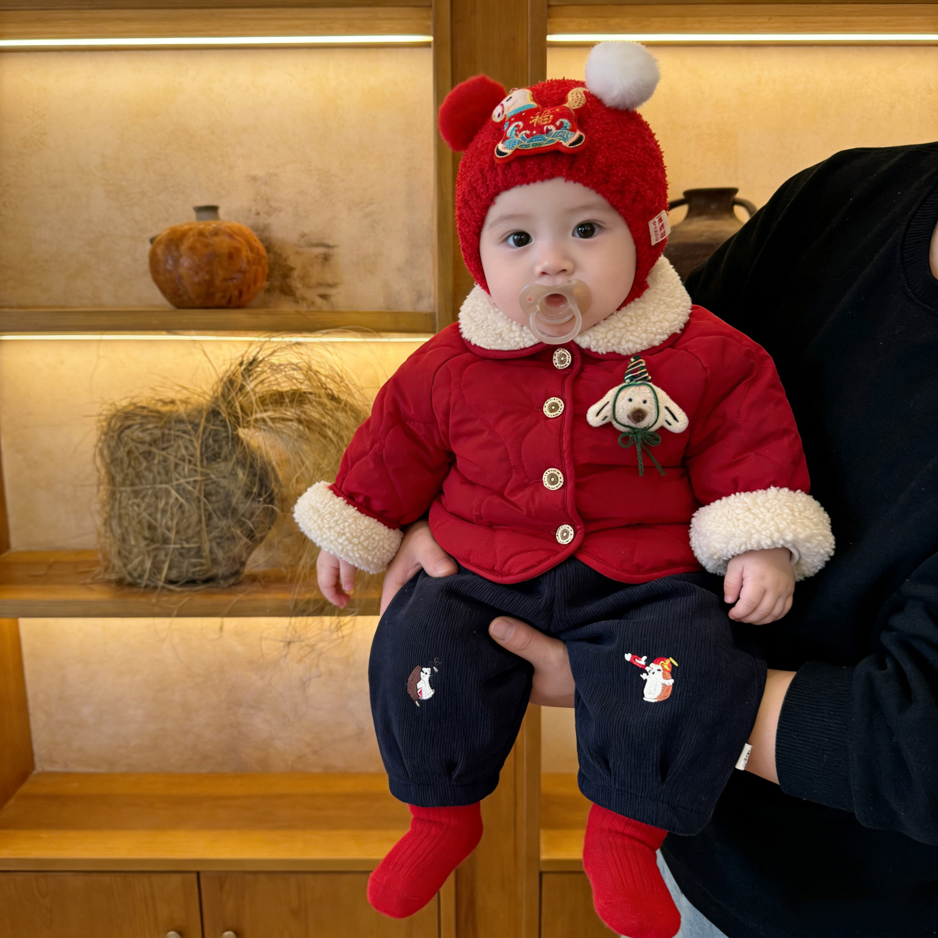 Boys Red New Year Outfit Set Winter Super-Cute Padded