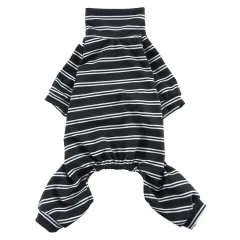 Summer Dog Clothes Striped Home Pyjamas Thin - Black - View 1