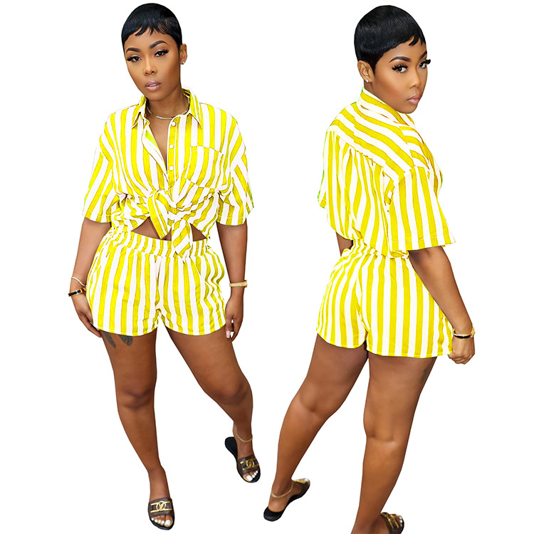 Women's Fashion Striped Printing Suit