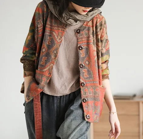 Autumn New Tops Loose Artistic Long Sleeve Sweater - Shop at LoveMi