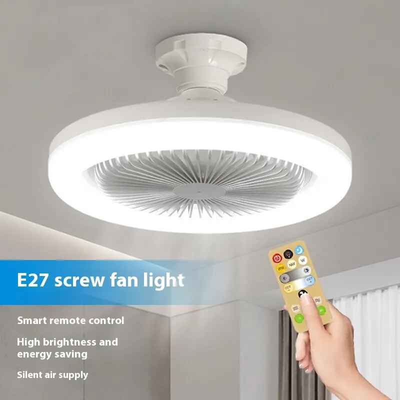 Intelligent Remote Control Led Fan Light E27 Screw Adjustable