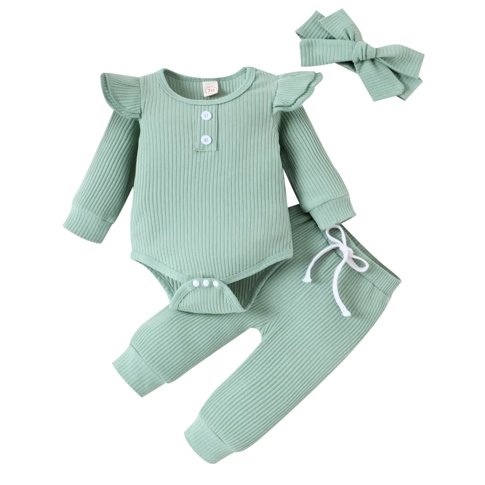 Casual Ribbed Long-sleeve Romper With Cap Sleeves