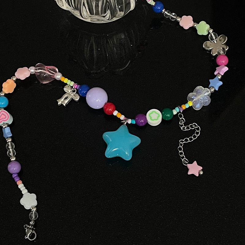 Colorful Beaded Stitching XINGX Necklace Dopamine