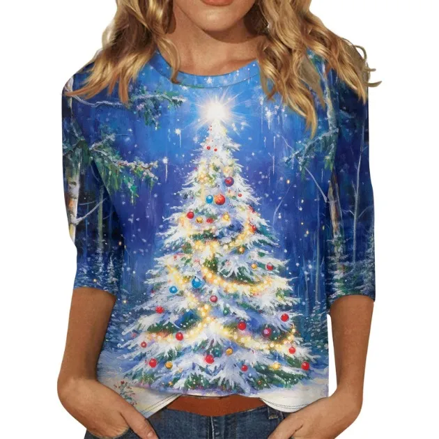 Women's Three quarter Sleeve Ethnic Floral Slim Fit Cute Top Tx7375 - Shop at LoveMi
