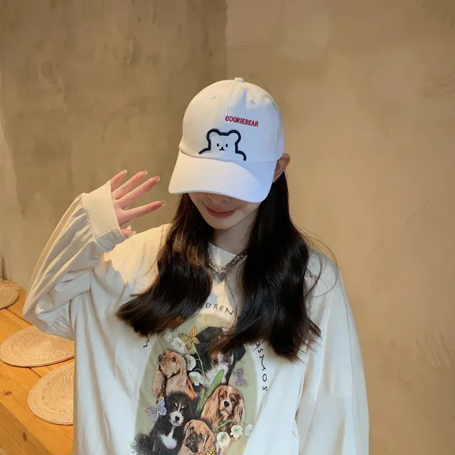 Leaning Bear Outdoor Sports Baseball Cap Tide White - Shop at LoveMi