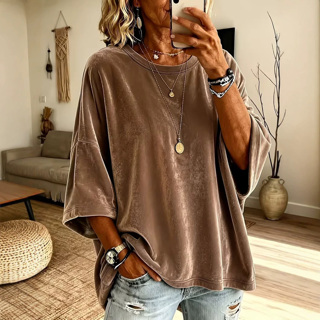 Womens Round-neck Top, Velvet Sweatshirt